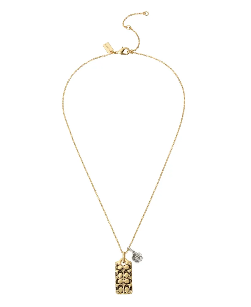 Buyr.com | Pendant Necklaces | COACH Quilted C Tag Pendant Necklace Golden  One Size
