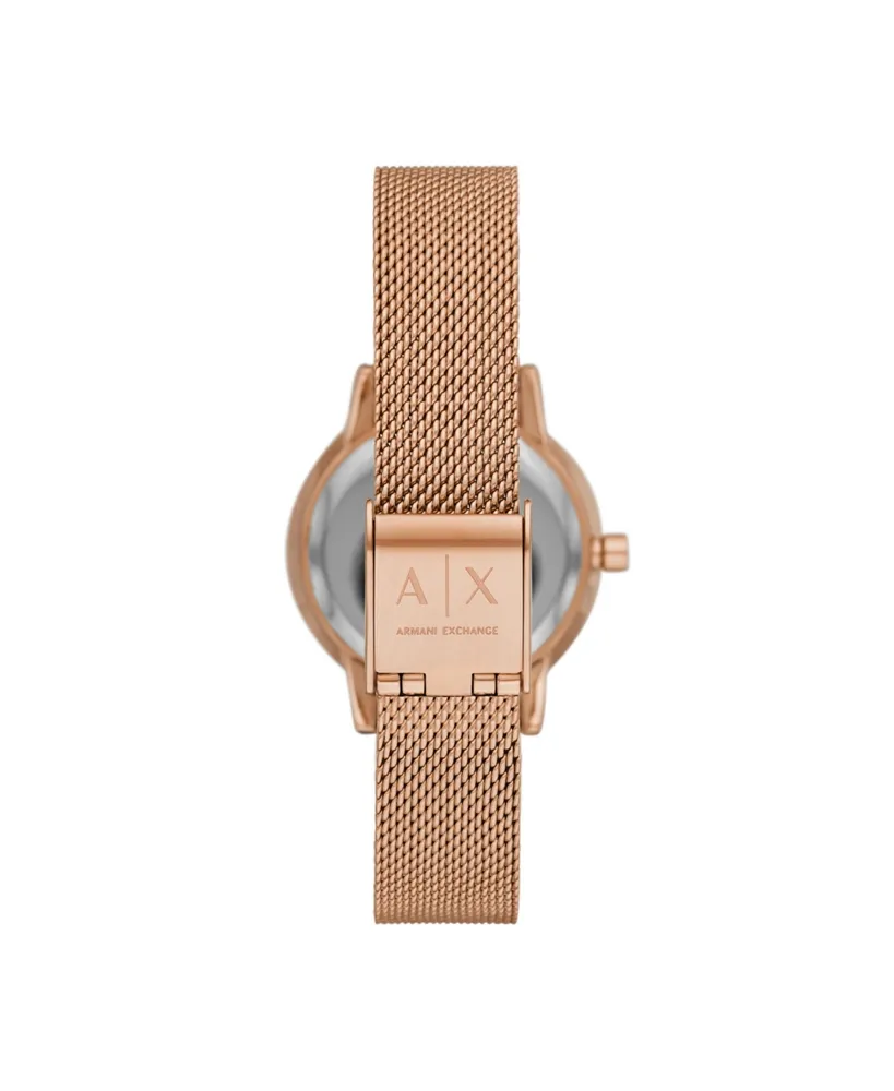 Ax Women's Rose Gold-Tone Mesh strap Watch with Bracelet 28mm