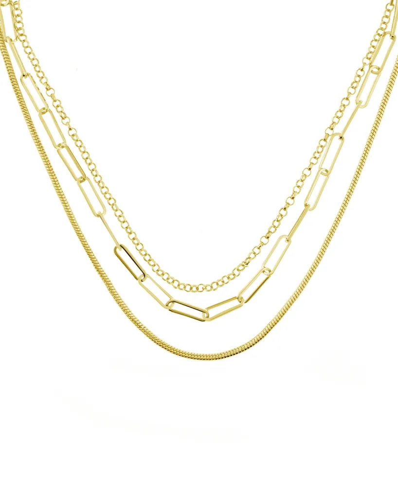 And Now This Triple Row 16" Chain Necklace Silver Plate or Gold