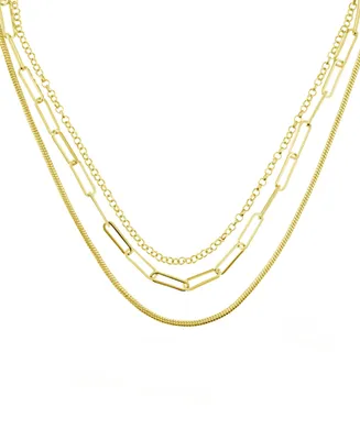 And Now This Triple Row 16" Chain Necklace Silver Plate or Gold