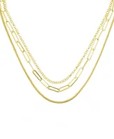 And Now This Triple Row 16" Chain Necklace Silver Plate or Gold