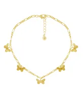 And Now This Multi Textured Butterfly Anklet on Figaro Chain in Gold Plate