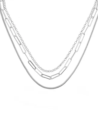 And Now This Triple Row 16" Chain Necklace in Silver Plate or Gold Plate