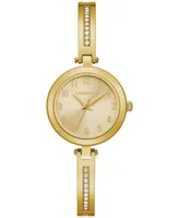 Caravelle Women's Gold-Tone Stainless Steel Bangle Bracelet Watch 26mm Gift Set