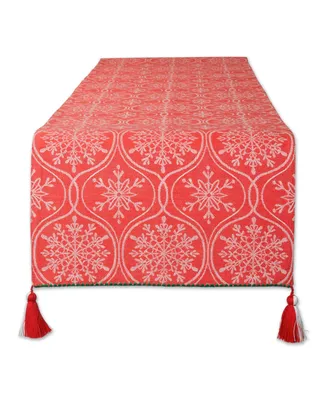 Design Imports Joyful Snowflakes Jacquard Collection for Everyday Use, Holidays and Dinner Parties, Table Runner