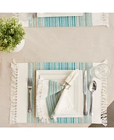 Design Imports Fringed Stripe Table Toppers, 13" x 20", Set of 6