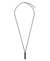 Men's Black Plated Stainless Steel Vertical Pendant Necklace