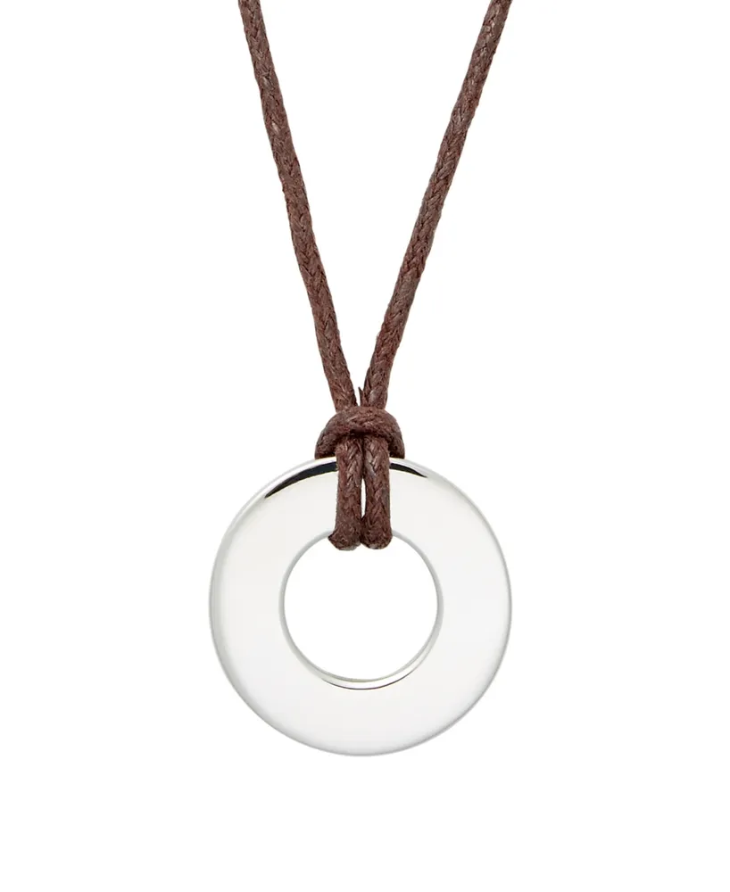 Men's Brown Cord Circle Pendant Necklace