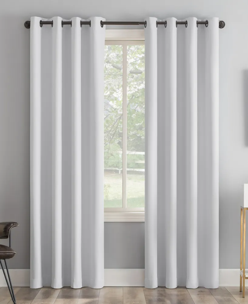 Sun Zero Tresello Tonal Texture Draft Shield Fleece Insulated 100% Blackout Grommet Curtain Panel, 50" x 84"