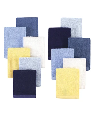 Hudson Baby Infant Boy Rayon from Bamboo Woven Washcloths 12pk, Blue Yellow, One