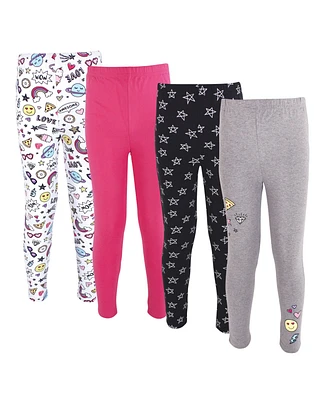 Hudson Baby Girls Cotton Leggings 4pk, Unicorn And Rainbows, 9-12 Months
