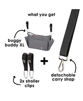 Diono Buggy Buddy Xl Universal Stroller Organizer with Cup Holders, Secure Attachment, Zip Pockets