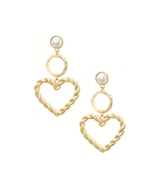 Ettika Gold Plateden Twist Pearl Earrings