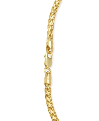 Polished Square Wheat 22" Chain Necklace (3mm) in 14k Gold