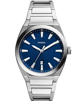 Fossil Men's Everett Silver-Tone Stainless Steel Bracelet Watch 42mm