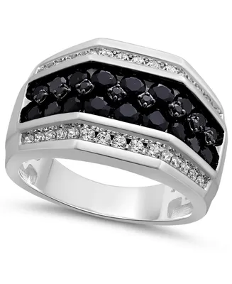 Men's Black & White Diamond Ring (2 ct. t.w.) in 10k White Gold
