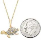 Wrapped Diamond Turtle 18" Pendant Necklace (1/20 ct. t.w.) in 10k Gold, Created for Macy's