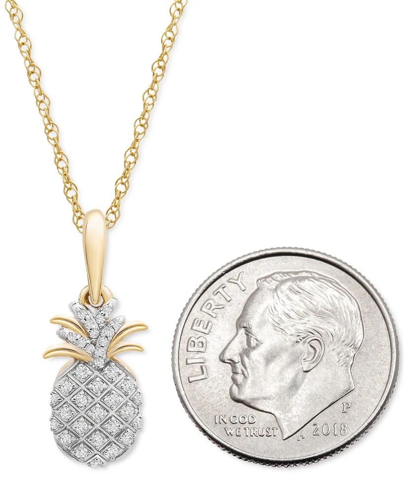 Wrapped Diamond Pineapple 18" Pendant Necklace (1/10 ct. t.w.) in 10k Gold