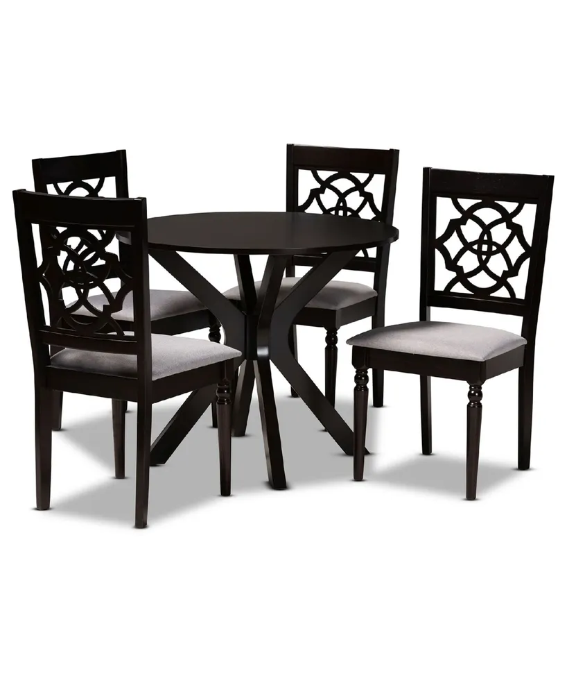 Sadie Modern and Contemporary Fabric Upholstered 5 Piece Dining Set