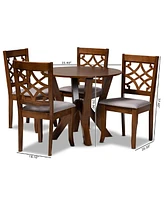 Alisa Modern and Contemporary Fabric Upholstered 5 Piece Dining Set