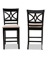 Chandler Modern and Contemporary Fabric Upholstered 2 Piece Counter Height Pub Chair Set