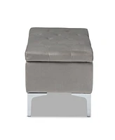 Mabel Modern and Contemporary Transitional Velvet Fabric Upholstered Storage Ottoman