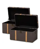 Stephen Modern and Contemporary Transitional Fabric Upholstered 2 Piece Storage Trunk Set