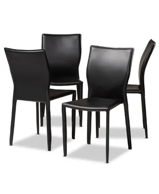 Heidi Modern and Contemporary Faux Leather Upholstered 4 Piece Dining Chair Set