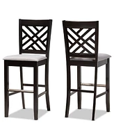 Jason Modern and Contemporary Fabric Upholstered 2 Piece Bar Stool Set