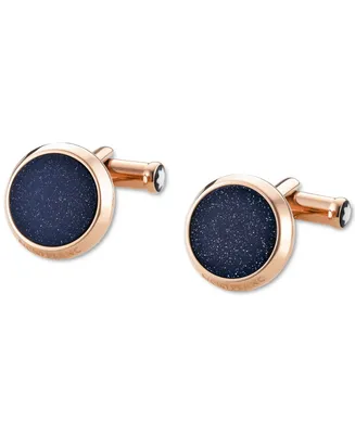 Montblanc Meisterstuck Rose Gold Pvd & Blue Stone Cuff Links