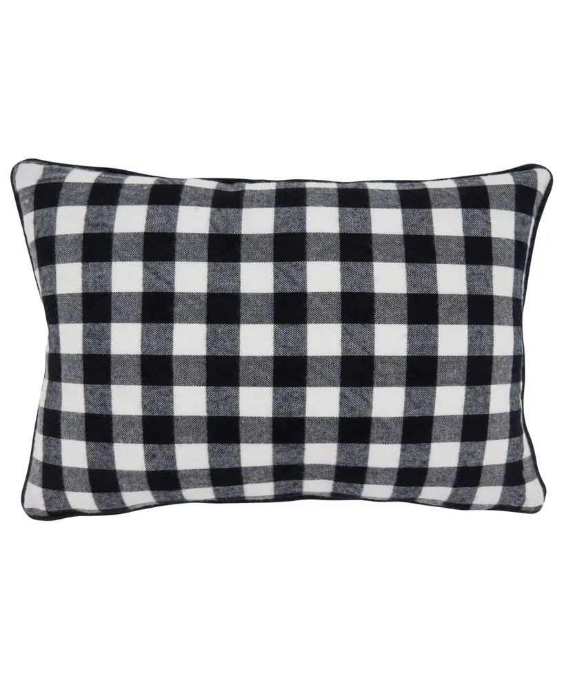 Saro Lifestyle Merry Buffalo Plaid Decorative Pillow, 12" x 18"