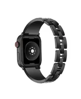 Men's and Women's Black Stainless Steel Band with Stone for Apple Watch 42mm
