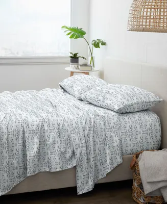 Home Collection Premium Ultra Soft Chambray Style Pattern Piece Bed Sheets Set