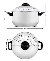 Ovente 4.8 Quart Stovetop Stainless Steel Pasta Pot with Strainer Lid