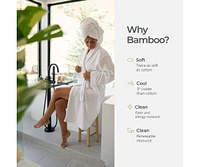 Cariloha Plush Bath Robe | White Unisex, Large/X-Large Viscose Material Soft, Comfortable, & Wicks Moisture
