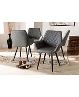 Astrid Mid-Century Contemporary Faux Leather Upholstered and Metal 4 Piece Dining Chair Set