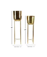 CosmoLiving by Cosmopolitan Set of 2 Gold Metal Glam Planter, 39", 46"