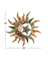 Colored Metal Eclectic Outdoor Wall Decor, 15" H x 26" L