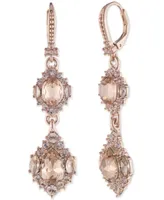 Marchesa Rose Gold-Tone Crystal Cluster Flower Double Drop Earrings