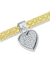 Giani Bernini Cubic Zirconia Heart Charm Bismark Chain Bracelet, Created for Macy's