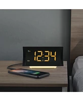 La Crosse Technology Curved Led Alarm Clock with Radio and Fast Charging Usb Port