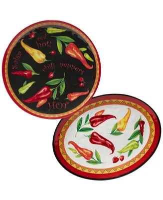 Certified Red Hot 2 Piece Melamine Platter Set: Round Platter, Oval Platter