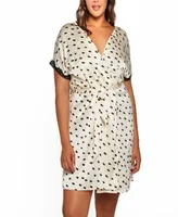 Plus Nadia Polka Dot and Lace Trim Cap Sleeve Wrap