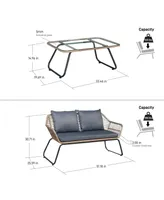 Lugano 2 Piece Patio Sofa and Table Seating Set with Cushions