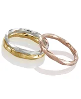 Polished Twist-Look Band 10k Gold, Rose Gold & White