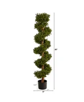 5' Boxwood Spiral Topiary Artificial Tree Indoor/Outdoor