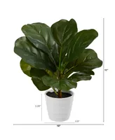 11" Fiddle Leaf Artificial Plant in Planter, Real Touch
