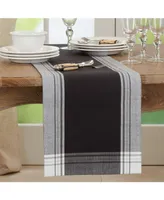 Saro Lifestyle Long Table Runner with Stripe Border Design, 72" x 13"