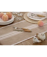 Saro Lifestyle Striped Table Runner with Fringe Design, 72" x 13"