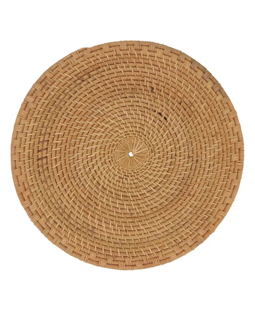 Saro Lifestyle Rattan Placemats with Woven Design, Set of 4, 15" x 15"